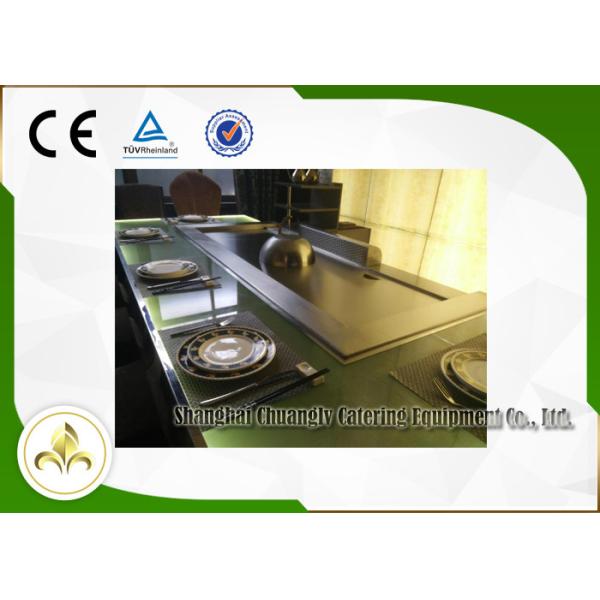 Green Light Glass Teppanyaki Hibachi Grill , Steel Frame Gas Flat Top Grill