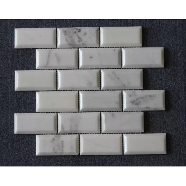 Buy Rectangular Brick White Marble Mosaic Floor Tile , Modern Stone Mosaic Bathroom Tiles at wholesale prices