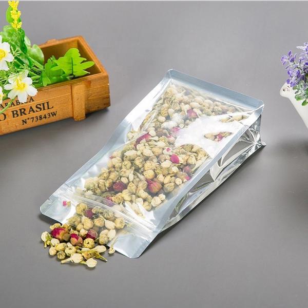 Custom Flat Bottom Aluminum Foil pouch With One Side Clear Transparent Aluminium Foil Bag With Zipper For Food Packaging