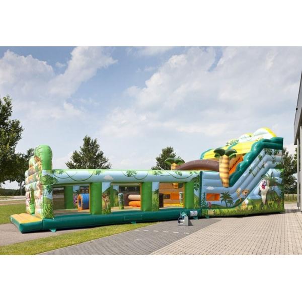 Safety Jungle World Commercial Inflatable Slide With Obstacle Course