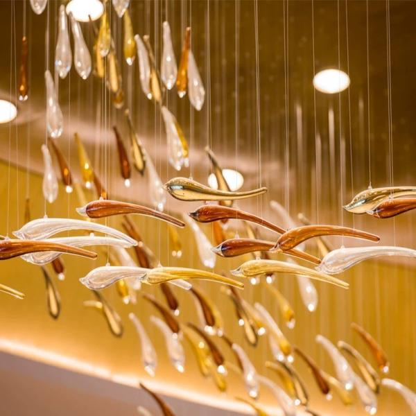 Glaze Art Ocean Theme Glass Fish Chandelier Creative Decorative Chandelier