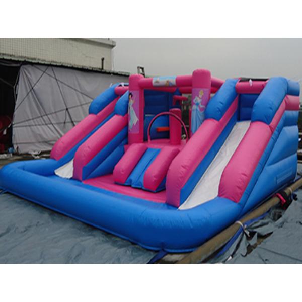 Outdoor Amusement Park Black Color Inflatable Water Slide With Pool For Kids