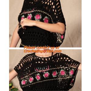 Handmade Crochet Multicolour Three-Dimensional Rose Cutout Knitted Sweater Pull