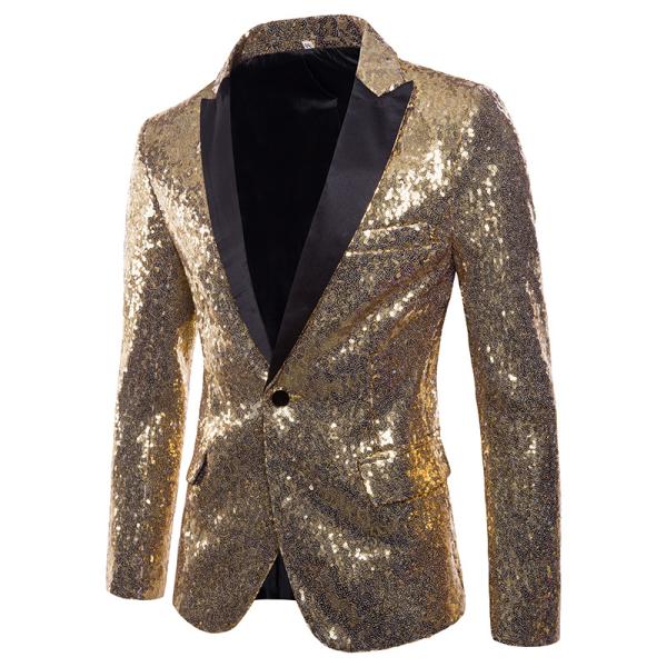 Slim Fit Mens Sequin Jacket Costume For Nightclub Party Popular Elegant Design