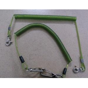 China Custom size green spiral coil lanyard leash with heavy duty snap hooks good tool tether on sale