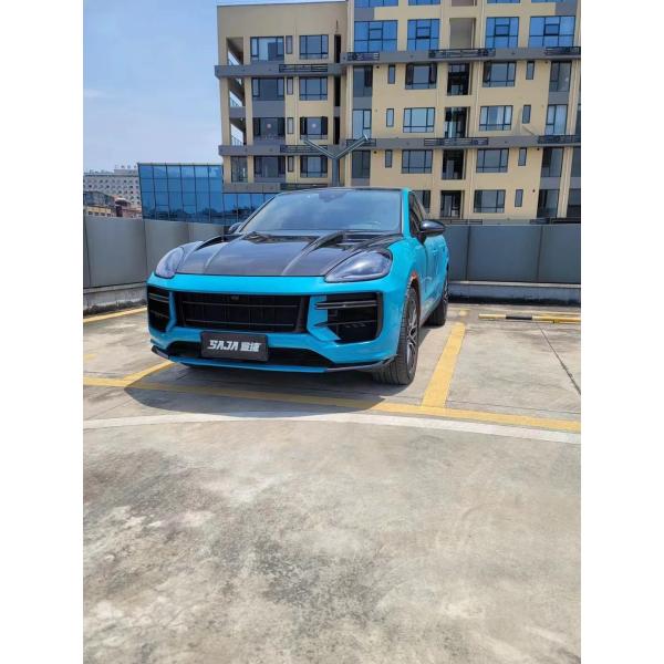 2019 Black Porsche Cayenne Body Kit TH Style Hood Engine Cover Dry Carbon Fiber