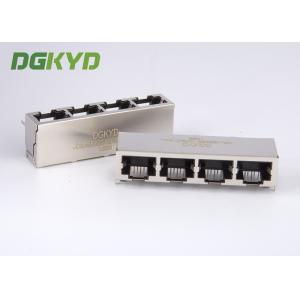 PCB mount 1x4 quad ports RJ45 connector multiple port modular jacks