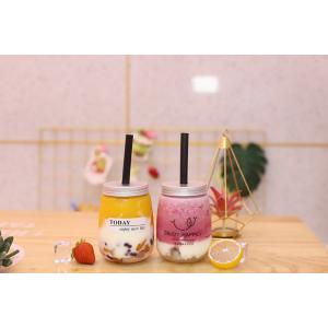 Screw-on Lid Milk Tea Bottles For Juice Clear Packaging In Bulk