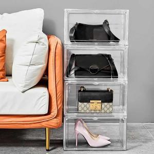 Custom Acrylic Drop Front Shoe Box Clear Transparent