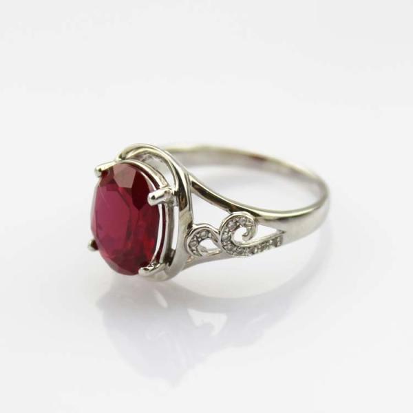 Buy Created Oval Ruby CZ Diamonds Sterling Silver Women Ring (R122) at wholesale prices