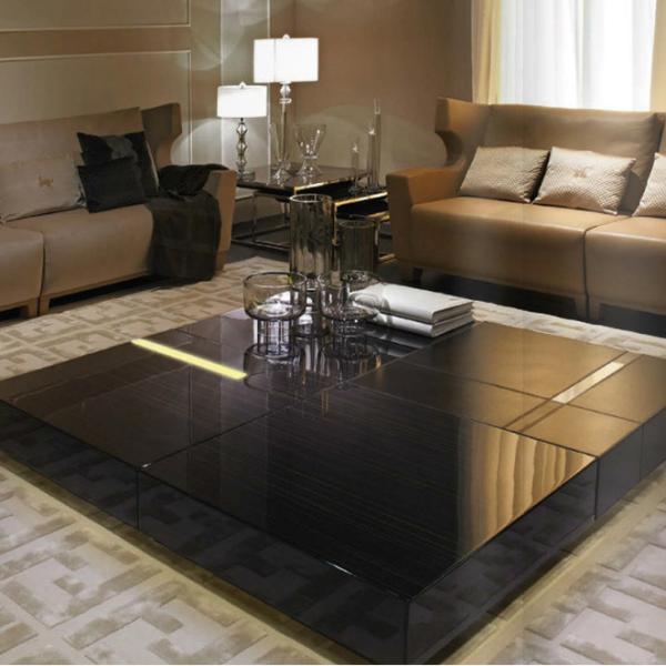 30cm Low Square Coffee Table 0.7m Plywood Ebony Stained