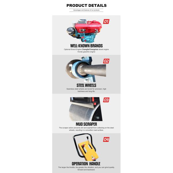 High Quality Walk Behind Road Roller Road Construction Machinery China Vibratory Roller Compactor
