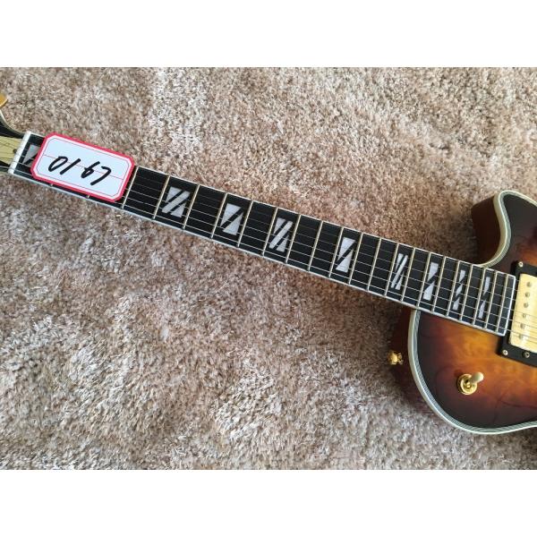 LP custom guitar tobacco sunburst quilted maple body Back contour and neck joint contour Ebony fingerboard custom guitar
