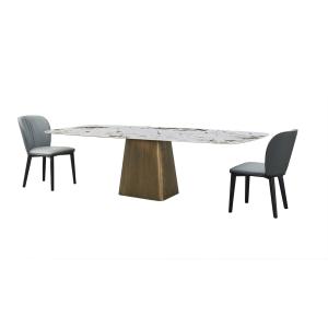 Brushed Stainless Steel Marble Dining Table For Living Room