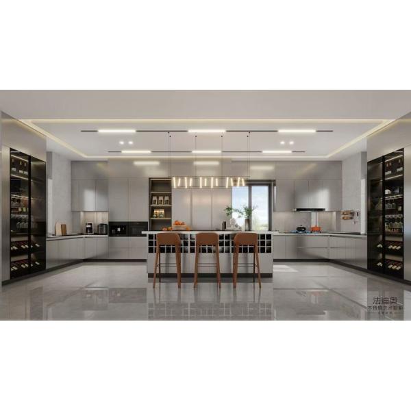 Fadior U-Shaped Original Stainless Steel Color Kitchen Cabinet With Wine Storage