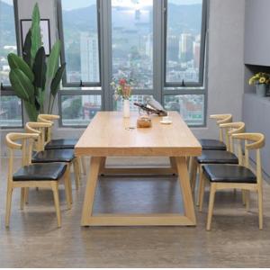 Office Building Nordic Art Assurance Customized Solid Wood Dining Table for