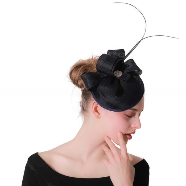 15x30cm Sinamay Base And Feather Fascinator Hat With Dyed Pattern Handmade