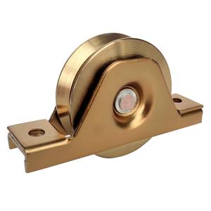 Quality Various sizes Y groove single bearing galvanized steel sliding gate support wheel with interior bracket for sale