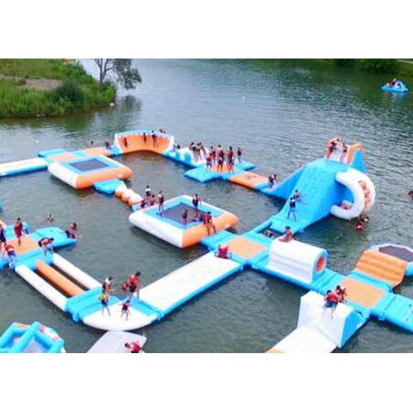 Largest Indoor Outdoor Island Water Park For Family , Beach Waterpark Floating Obstacle