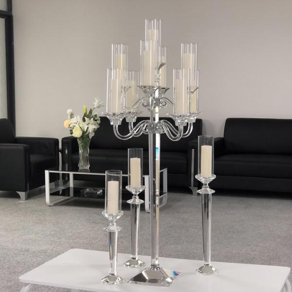 Buy K9 Crystal Glass Candelabra For Sale Taper Pillar Candles Wedding Party Table Decor at wholesale prices