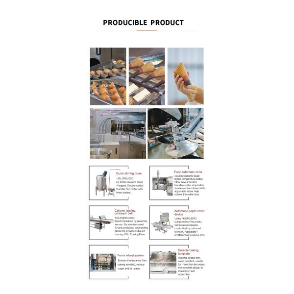 4.0hp Sugar Cone Production Line 89 Pieces 320* 240mm Baking Template