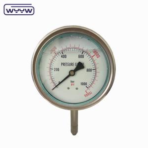 shock resistant back brass mount pressure gauge customized range