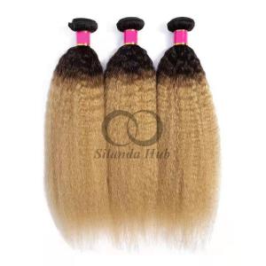 Quality #T1B/27 Kinky Straight Remy Human Hair Bundles Sew In Weave Bundles Brazilian Bundle Deals for sale