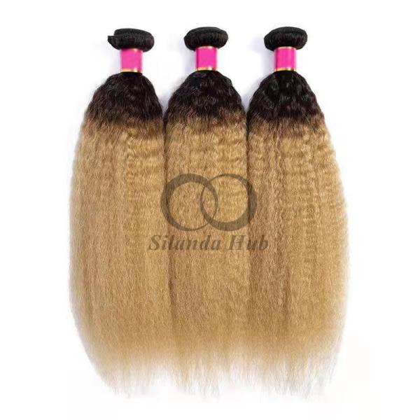 #T1B/27 Kinky Straight Remy Human Hair Bundles Sew In Weave Bundles Brazilian Bundle Deals