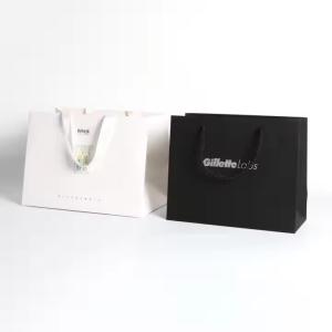 Customizable Logo Paper Packaging Bags With Silk Ribbon Handle