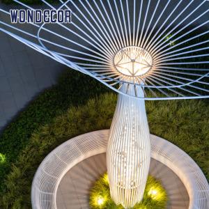 Large Linear Tree Pavilions Stainless Steel Statue In Gardens