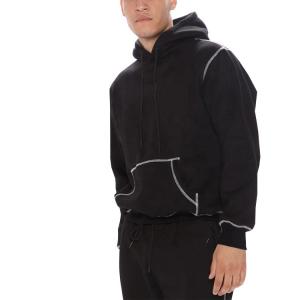 Autumn Windproof Pullover Hoodie Unisex Plain Hoodies Contrast Stitching Top