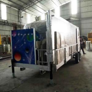 Amusement Flying Car Ride With Trailer Folding Background Wall