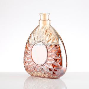 Customized 500ml Custom Make Luxury Emboss Brandy Glass Bottle for Your