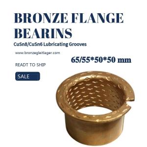 Flange Sleeve Bushings 65 / 55 * 50 * 50 DIN1494 Split Sliding Bearing With Oil
