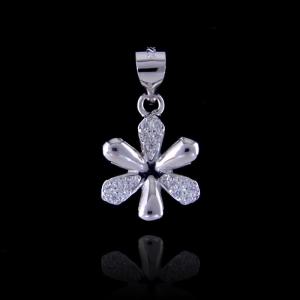 Plating Rhodium Two Silver Dolphin Pendant 925 Silver Cubic Zirconia