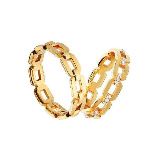 Buy 18k Gold Diamond Unique Chain OEM ODM Personalized Couple Rings at wholesale prices