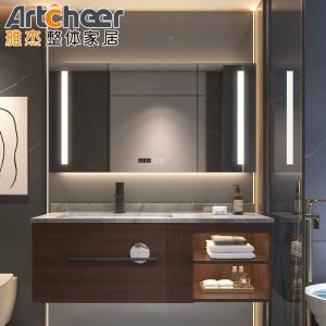 China Waterproof Rectangle Bathroom Vanity Units / Cabinet Set With Sink And Side Cabinet on sale