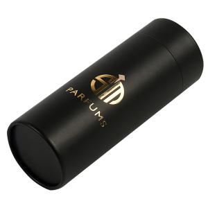 Black Cardboard Essential Oil Paper Box Cylinder Paper Custom Cosmetic Tubes
