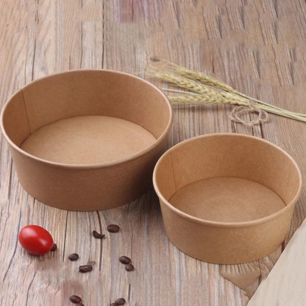 Buy Custom Recyclable Kraft Paper Salad Bowls Brown Kraft Soup Paper Bowls With Lids at wholesale prices