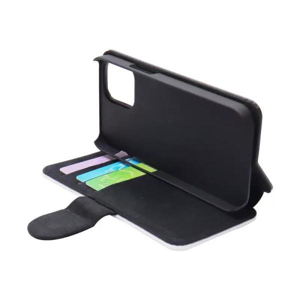Shockproof Black PU Leather Wallet Flip Sublimation Phone Case With Stand For Apple