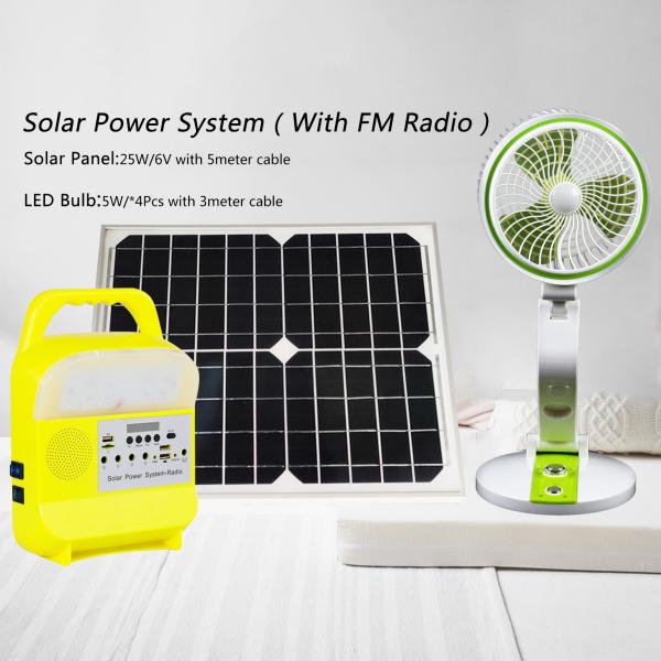 25 Watt Mobile Home Solar Lighting System With Radio USB Charging Port SRE-6828