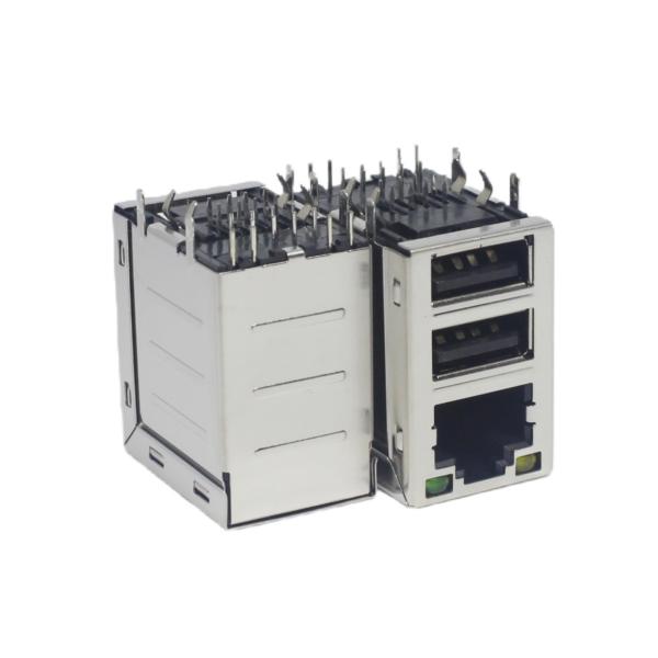 Buy DIP Stacked USB Connectors USB3.0 Female PBC Modular SMD RJ45 Female Jack Socket at wholesale prices