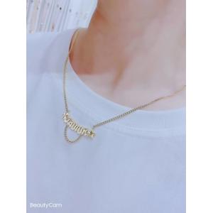 Engraved Gold Name Plate Stainless Steel Womens Necklace