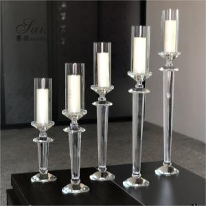 China ZT-026  wedding accessories decoration set single crystal pillar candle holders on sale