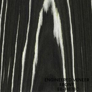 Man Made Ebony Wood Veneer Flat Cut Crown Grain H878C Black And White Color For