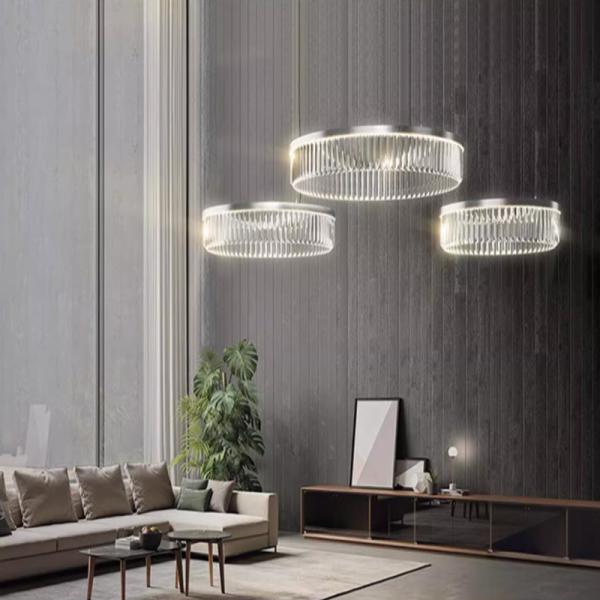 LED Three Color Light Modern Glass Pendant Chandelier Light 4000K