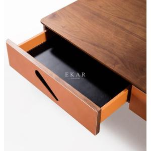 Wooden Stainless Rectangle Marble Coffee Table With 2 Drawers