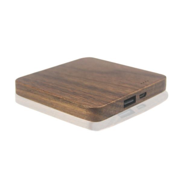 Square Shaped Carved Wood Power Bank 5200 Milliampere 3 Years Warranty