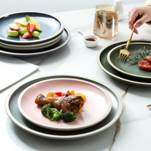 Round Plain Colored Craftsman Porcelain Plates Bubble Tea Juice Smoothie Bars