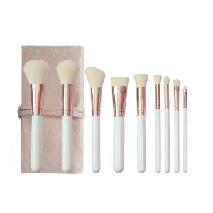 9PCS Exquisite Powder Foundation Brush High Glossy Ferrule With Bag